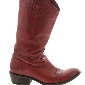 Red leather frye cowboy boot womens 6.5
